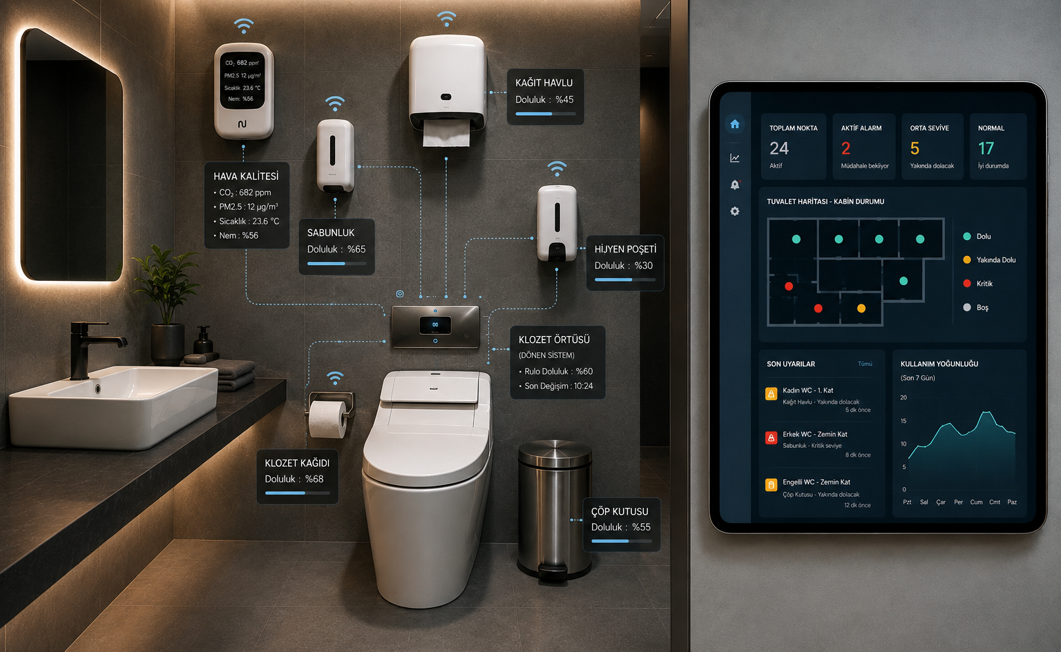 Yapay zekâ destekli akıllı hijyen platformu 3 NU WCLEAN
