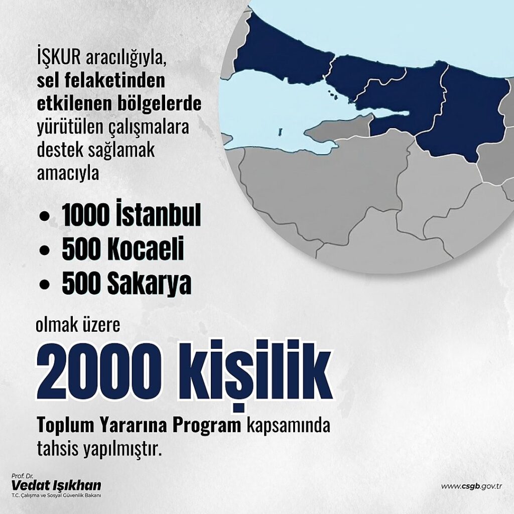 Marmara’daki sel felaketine İŞKUR neşteri 3 işkur istihdam
